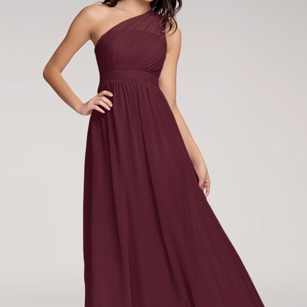Azazie Cabernet Magical Day one shoulder bridesmaids dress